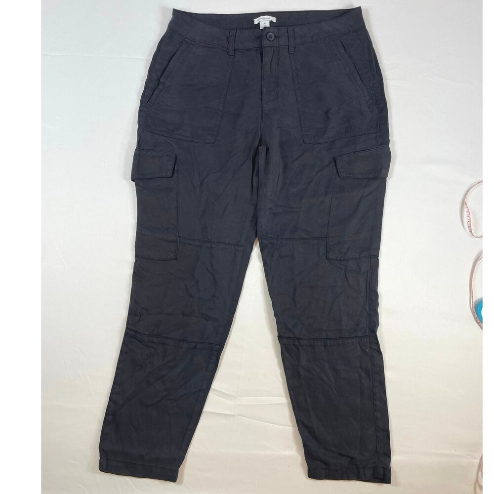Daily Ritual 100% Lyocell Utility Cargo Pants Washed Black 10 Tapered Ankle